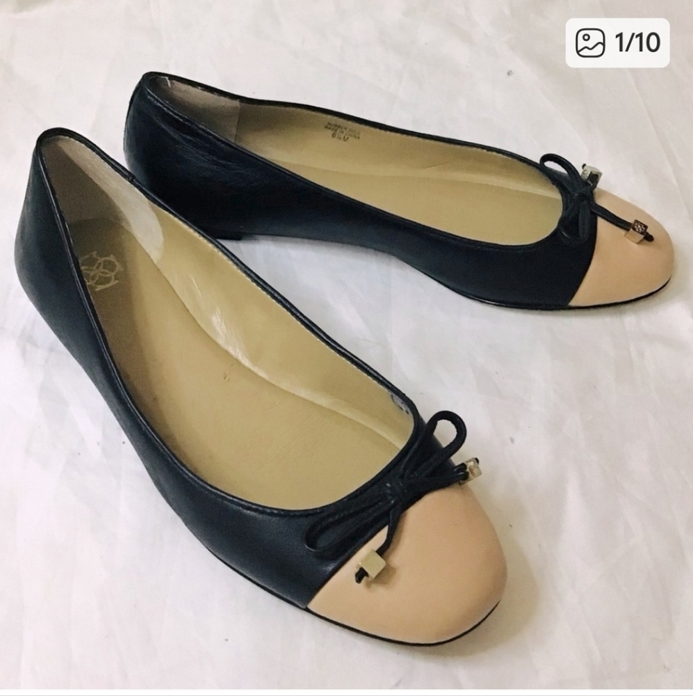 Ann Taylor Leather Cap Toe Ballet Flats